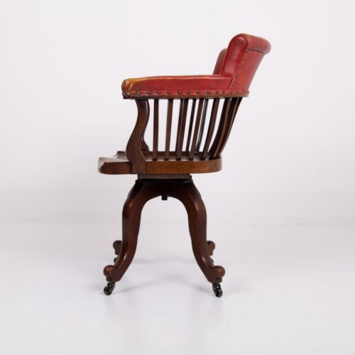 ATTRACTIVE EDWARDIAN ANTIQUE REVOLVING DESK CHAIR C1900 - ADDITIONAL PHOTO 2
