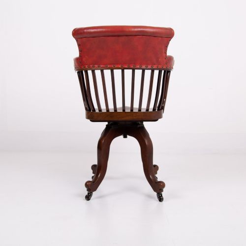 ATTRACTIVE EDWARDIAN ANTIQUE REVOLVING DESK CHAIR C1900 - ADDITIONAL PHOTO 5