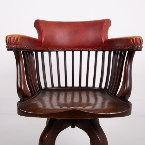 ATTRACTIVE EDWARDIAN ANTIQUE REVOLVING DESK CHAIR C1900 - ADDITIONAL PHOTO 9