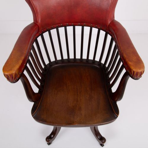 ATTRACTIVE EDWARDIAN ANTIQUE REVOLVING DESK CHAIR C1900 - ADDITIONAL PHOTO 10