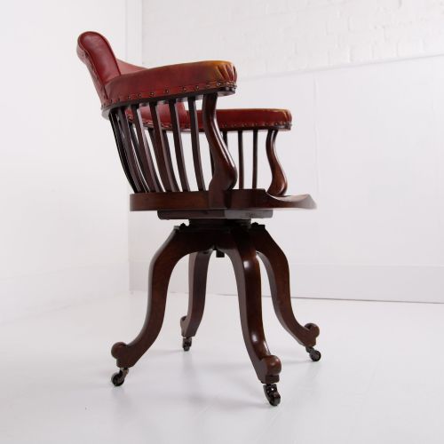 ATTRACTIVE EDWARDIAN ANTIQUE REVOLVING DESK CHAIR C1900 - ADDITIONAL PHOTO 12