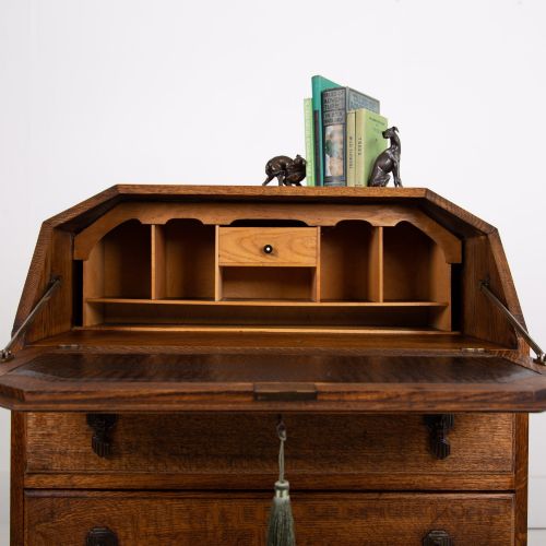 ENGLISH OAK 2 DRAWER BUREAU DESK C1920 - ADDITIONAL PHOTO 4
