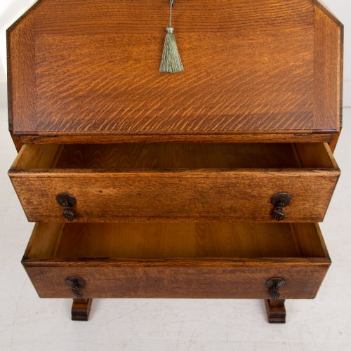 ENGLISH OAK 2 DRAWER BUREAU DESK C1920 - ADDITIONAL PHOTO 7