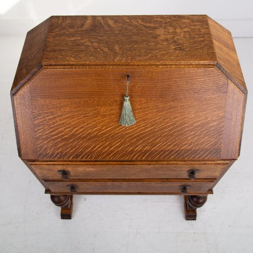 ENGLISH OAK 2 DRAWER BUREAU DESK C1920 - ADDITIONAL PHOTO 9
