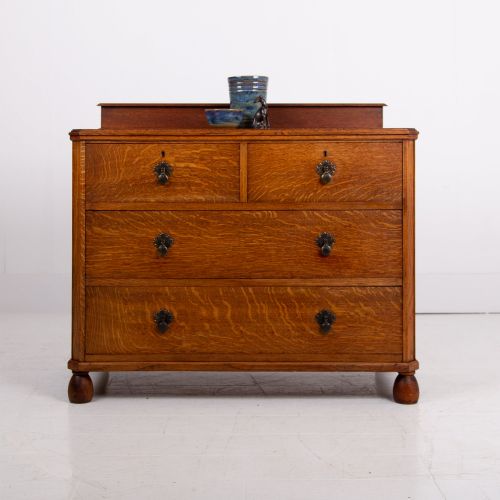 HANDSOME ENGLISH OAK CHEST OF DRAWERS C1920S NO2 - ADDITIONAL PHOTO 11