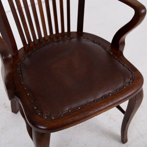 LOVELY ANTIQUE OAK DESK CHAIR C1910 - ADDITIONAL PHOTO 10