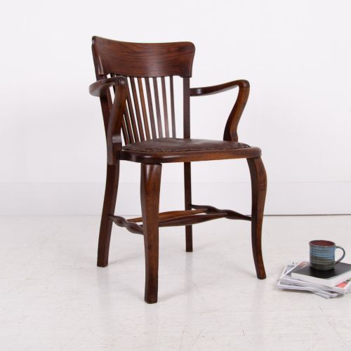 LOVELY ANTIQUE OAK DESK CHAIR C1910 - ADDITIONAL PHOTO 12