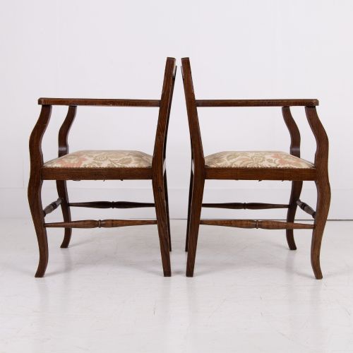 PAIR OF ATTRACTIVE OAK OCCASIONAL ARMCHAIRS C1930 - ADDITIONAL PHOTO 1