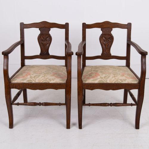 PAIR OF ATTRACTIVE OAK OCCASIONAL ARMCHAIRS C1930 - ADDITIONAL PHOTO 2