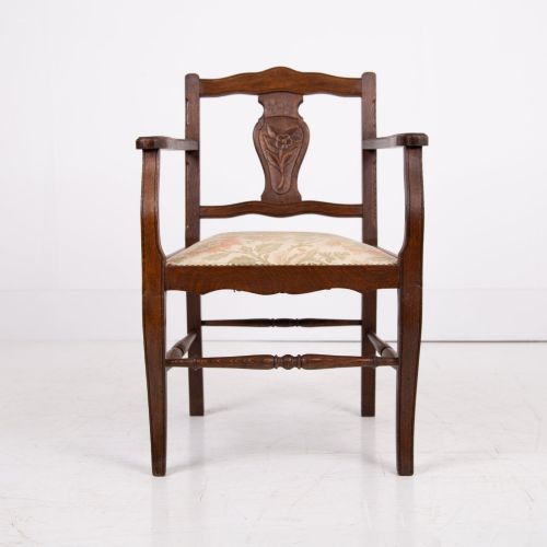 PAIR OF ATTRACTIVE OAK OCCASIONAL ARMCHAIRS C1930 - ADDITIONAL PHOTO 4