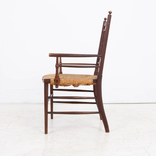 RUSH SEATED SUSSEX ARMCHAIR ATTRIBUTED TO E W GODWIN - ADDITIONAL PHOTO 1