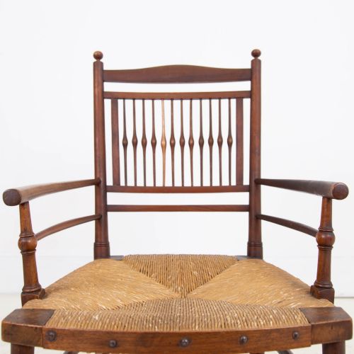 RUSH SEATED SUSSEX ARMCHAIR ATTRIBUTED TO E W GODWIN - ADDITIONAL PHOTO 3