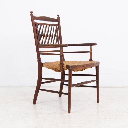 RUSH SEATED SUSSEX ARMCHAIR ATTRIBUTED TO E W GODWIN - ADDITIONAL PHOTO 6