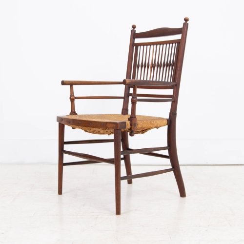 RUSH SEATED SUSSEX ARMCHAIR ATTRIBUTED TO E W GODWIN - ADDITIONAL PHOTO 7