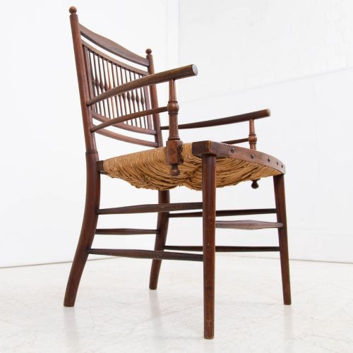 RUSH SEATED SUSSEX ARMCHAIR ATTRIBUTED TO E W GODWIN - ADDITIONAL PHOTO 10
