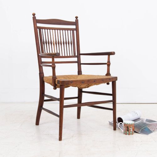 RUSH SEATED SUSSEX ARMCHAIR ATTRIBUTED TO E W GODWIN - ADDITIONAL PHOTO 11