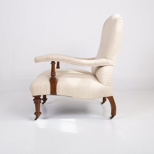 HOWARD AND SONS STYLE OPEN ARMCHAIR C1880 - ADDITIONAL PHOTO 1