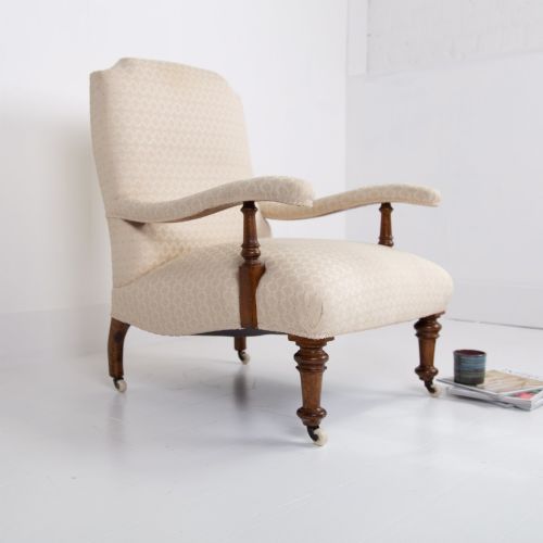HOWARD AND SONS STYLE OPEN ARMCHAIR C1880 - ADDITIONAL PHOTO 3