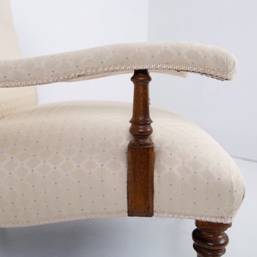 HOWARD AND SONS STYLE OPEN ARMCHAIR C1880 - ADDITIONAL PHOTO 5