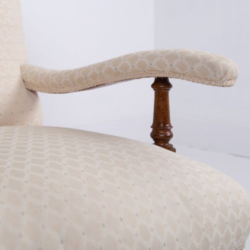 HOWARD AND SONS STYLE OPEN ARMCHAIR C1880 - ADDITIONAL PHOTO 6
