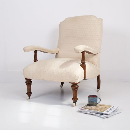 HOWARD AND SONS STYLE OPEN ARMCHAIR C1880 - ADDITIONAL PHOTO 11