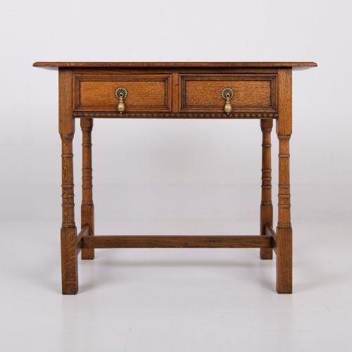 english arts and crafts oak 2 drawer side table c1920 - CATEGORY: ANTIQUE TABLES - DATED 1920