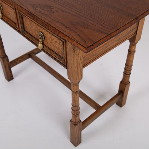 ENGLISH ARTS AND CRAFTS OAK 2 DRAWER SIDE TABLE C1920 - ADDITIONAL PHOTO 8