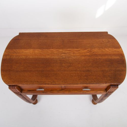 RARE OAK ART DECO 2 DRAWER DESK CONSOLE C1930 - ADDITIONAL PHOTO 7
