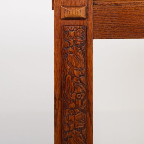 RARE OAK ART DECO 2 DRAWER DESK CONSOLE C1930 - ADDITIONAL PHOTO 9
