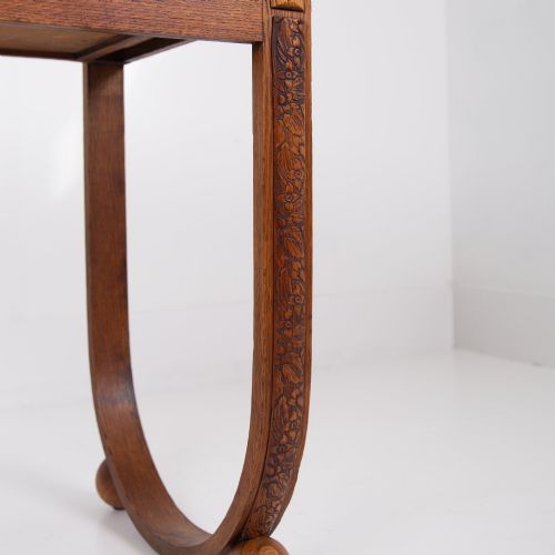 RARE OAK ART DECO 2 DRAWER DESK CONSOLE C1930 - ADDITIONAL PHOTO 11