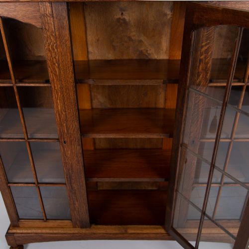 ANTIQUE ENGLISH OAK GLAZED BOOKCASE CABINET C1920 - ADDITIONAL PHOTO 5