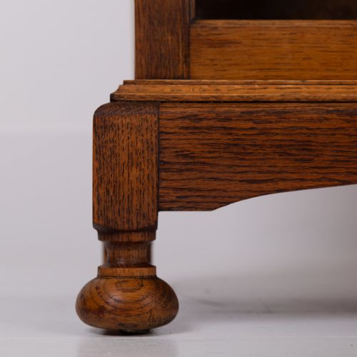 ANTIQUE ENGLISH OAK GLAZED BOOKCASE CABINET C1920 - ADDITIONAL PHOTO 9