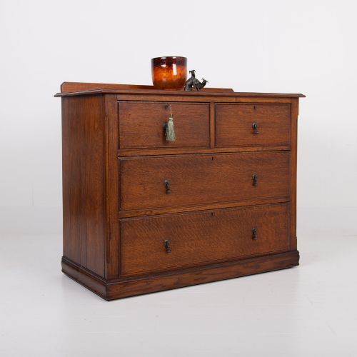 VICTORIAN ENGLISH OAK OF DRAWERS C1900 - ADDITIONAL PHOTO 1