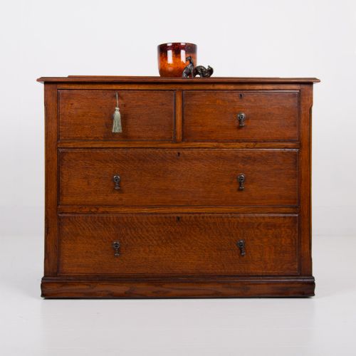 VICTORIAN ENGLISH OAK OF DRAWERS C1900 - ADDITIONAL PHOTO 5