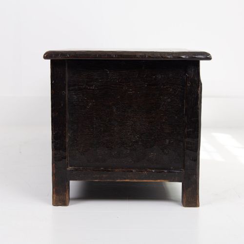 ARTS CRAFTS YORKSHIRE SCHOOL LONG ADZED OAK CHEST - ADDITIONAL PHOTO 8