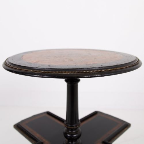 VICTORIAN ANTIQUE EBONISED AMBOYNA SIDE TABLE C1870 - ADDITIONAL PHOTO 2