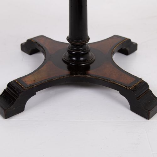 VICTORIAN ANTIQUE EBONISED AMBOYNA SIDE TABLE C1870 - ADDITIONAL PHOTO 5