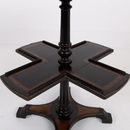 VICTORIAN ANTIQUE EBONISED AMBOYNA SIDE TABLE C1870 - ADDITIONAL PHOTO 13