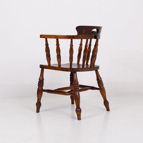 ANTIQUE 19TH CENTURY SMOKERS BOW CHAIR - ADDITIONAL PHOTO 4