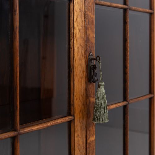 HANDSOME ENGLISH OAK GLAZED BOOKCASE CABINET C1920 - ADDITIONAL PHOTO 4