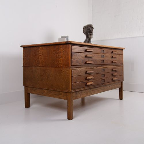 a large oak 6 drawer plan map chest - CATEGORY: ANTIQUE SIDEBOARDS - DATED 1930