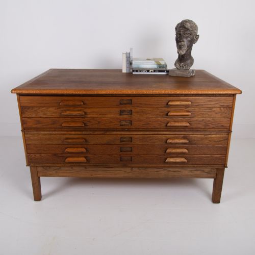 A LARGE OAK 6 DRAWER PLAN MAP CHEST - ADDITIONAL PHOTO 2