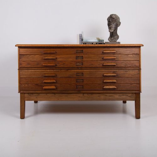A LARGE OAK 6 DRAWER PLAN MAP CHEST - ADDITIONAL PHOTO 13