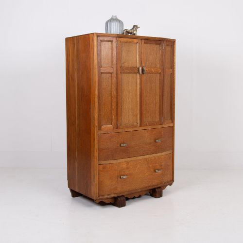 ART DECO OAK TALLBOY CABINET 1930