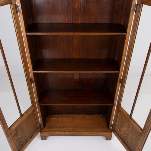 SOLID ENGLISH OAK GLAZED BOOKCASE CABINET C1920S - ADDITIONAL PHOTO 7