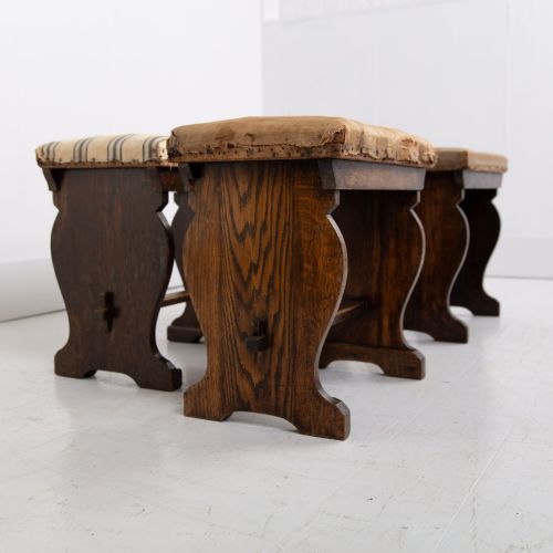 set of 4 arts and crafts stools - CATEGORY: ANTIQUE STOOLS - DATED 1920