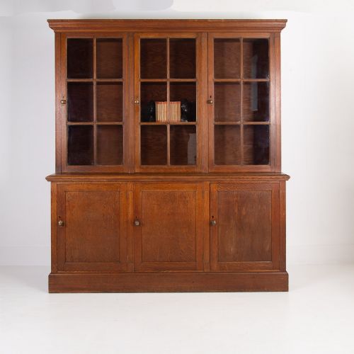 golden oak glazed school cabinet c1920 - CATEGORY: ANTIQUE BOOKCASES - DATED 1920