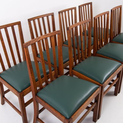 SET OF 8 GORDON RUSSELL ARTS CRAFTS GOLDEN OAK CHAIRS 1930S - ADDITIONAL PHOTO 4