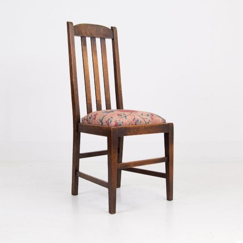 SET OF 4 ENGLISH OAK ARTS CRAFTS DINING CHAIRS C1910 - ADDITIONAL PHOTO 6