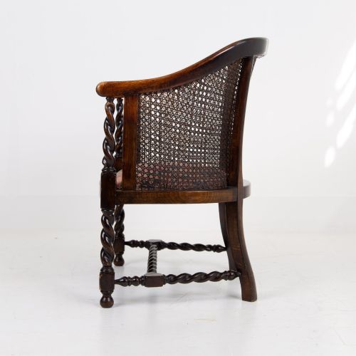 ATTRACTIVE CANE ARMCHAIR NEW SEAT C1920 - ADDITIONAL PHOTO 2